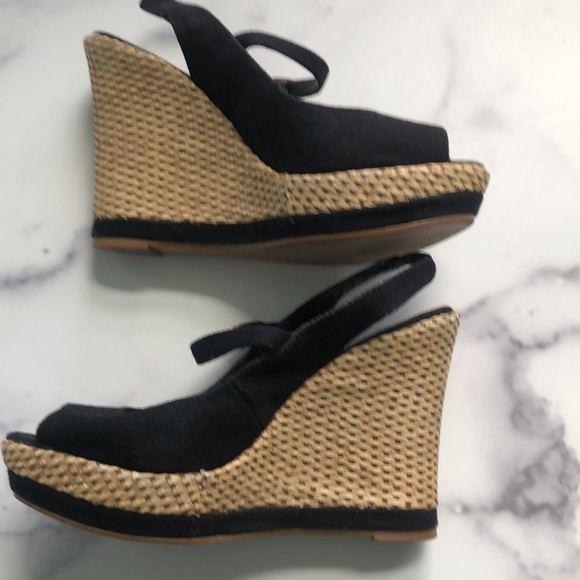 Steven by Steve Madden Black Canvas Mary Jane Style Wedges Size 6M - Picture 8 of 11